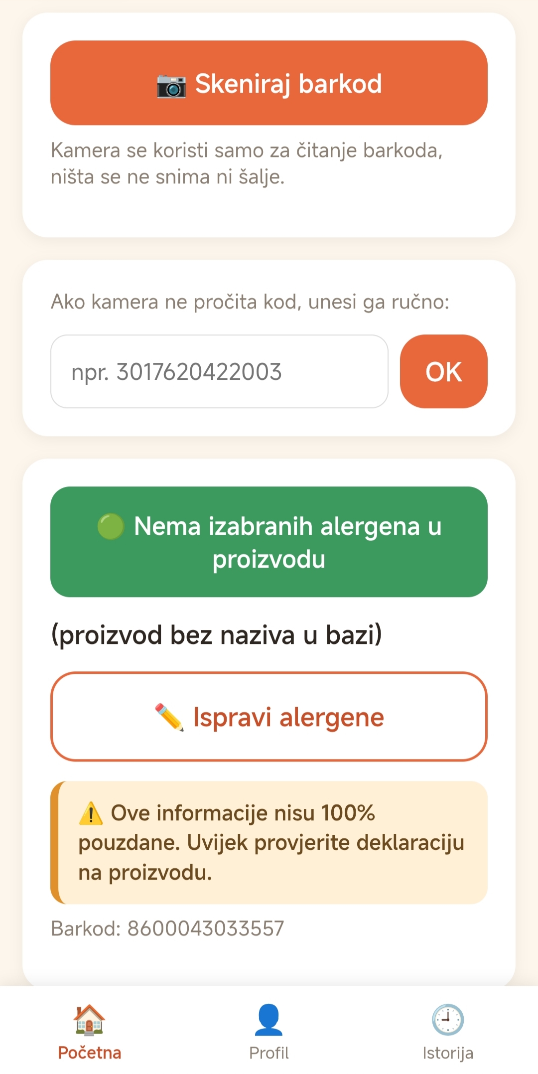 Zeleni semafor - nema alergena